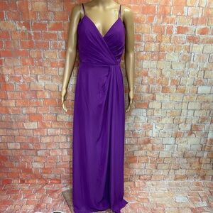 JB Sweetheart Chiffon Long Bridesmaid Dress with Ruffle‎ Deep-V Back